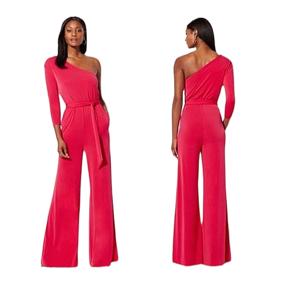 New York & Company Pants - 💄RARE💄 NWT Flamingo/Coral Assymetrical Jumpsuit